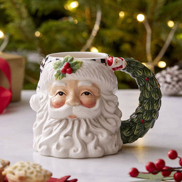 Christmas Tree Black and White Santa Toby Mug